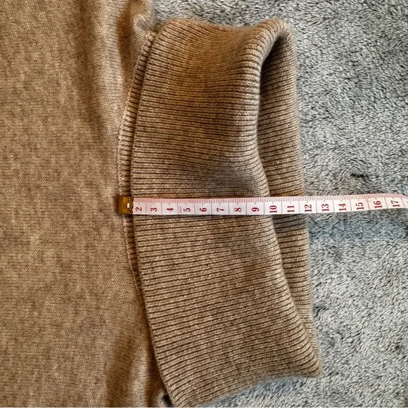 Bleu Gray Merino Wool (70%) & Cashmere (30%) Turtleneck Sweater - Camel Tan - M - Picture 9 of 10